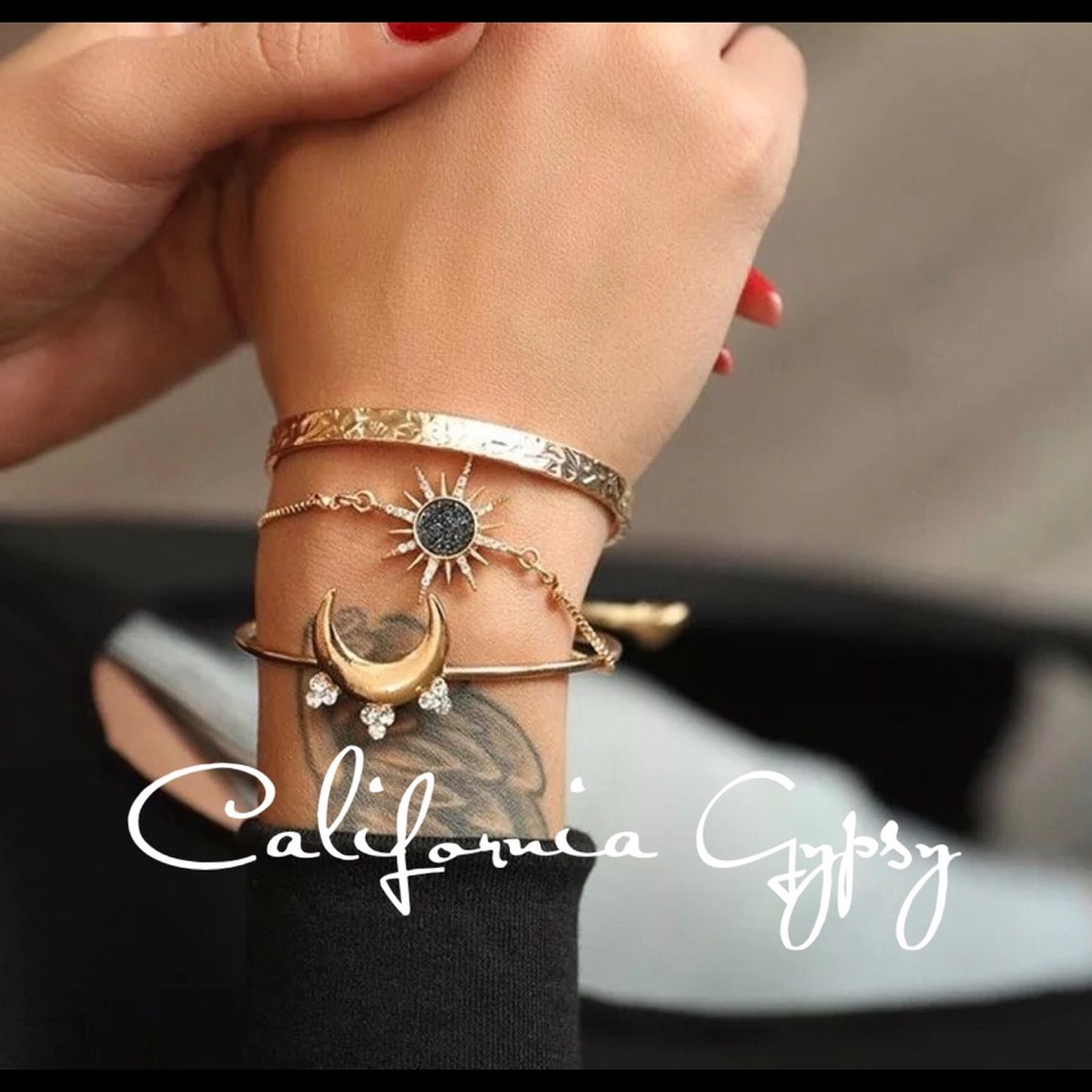 3 PCs Gold Bohemian Moon & Sun Bracelets